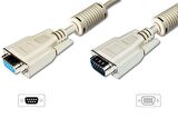 VGA Monitör Uzatma Kablosu, DSUB 15 erkek  DSUB 15 dişi, 3Coax/7C, 2 x ferrite filtre, AWG 28, 3 metre, bej renk
