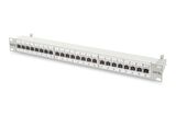 Digitus 19 Inch 24 Port Cat-6a EA Sınıfı FTP Patch Panel, Zırhlı, 1U, tozdan korumak için kapaklı, 8P8C, gri RAL 7035 renk