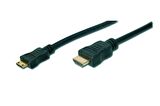 HDMI Highspeed Bağlantı Kablosu (HDMI 1.3), 1080p, HDMI Tip C (mini) Erkek - HDMI Tip A Erkek, 2 metre, CU, AWG30, 2 x zırhlı, UL, altın kaplama, siyah renk