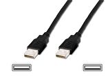 USB 2.0 Bağlantı Kablosu, USB A Erkek - USB A Erkek, 1.80 metre, AWG 28, USB 2.0 uyumlu, UL, siyah renk 