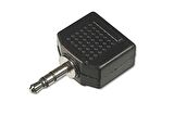 Stereo Ses Adaptörü, 1 x 3.5mm erkek yuva - 2 x 3.5mm dişi yuva, plastik, siyah renk



