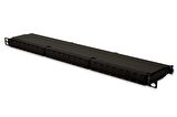 Digitus 24 port CAT. 6A (Category 6A), Class EA Patch Panel, zırhlı (shielded), 0.5U, toz korumalı kapaklı, siyah renk