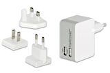 ednet Evrensel (EU/UK/US) Seyahat Şarj Seti , 2 x USB Port