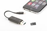 ednet Smart Memory, App ile birlikte, iPhone®, iPad® için 256 GB Ek Depolama Alanı Sunar, MicroSD kart destekler, iOS 7.1 ve üstü işletim sistemi destekler, yassı kablo, siyah renk