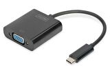 Digitus USB 3.1 (Gen. 1) (USB Tip C)  VGA Grafik AdaptörüGiriş: 1 x USB Tip C erkek (bilgisayar bağlantısı) Çıkış: 1 x VGA (HD15) dişi (Full HD)Plastik