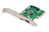 Digitus USB 3.1 PCI Express Kart, 2 x harici USB 3.1 port, 1 x USB-C™ yuva, 1 x USB-A yuva, maksimum 10GB/s