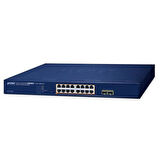 Layer 2 Web Smart Ethernet Switch
16-Port 10/100/1000T IEEE802.3af/at PoE+ port (Port başına 30.8 watt) (PoE Güç Bütçesi maks. 240 Watt)
2-Port 1000X SFP yuva
16-Port 10/100/1000T 802.3at PoE + 2-Port 1000X SFP Web Smart Ethe