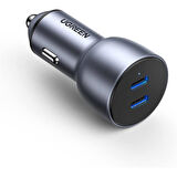 UGREEN 40W PD HIZLI ARAÇ İÇİ ŞARJ CİHAZI ÇAKMAKLIK ADAPTÖRÜ 2XUSB-C UZAY GRİSİ 70594