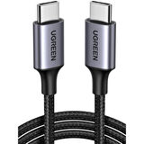 UGREEN USB-C 60W 3A QC PD ÖRGÜLÜ HIZLI ŞARJ KABLOSU 2 MT SİYAH 50152
