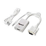 QPORT Q-VH 0.15metre VGA- HDMI Görüntü Adaptörü Beyaz Sesli 1080p