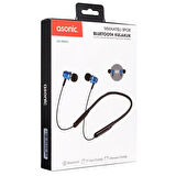 Asonic AS-XBK65 Siyah/Mavi Boyun Askılı Mıknatıslı Bluetooth  TF Kart Spor Kulak içi Kulaklık