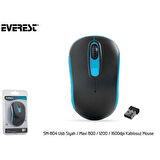 Everest SM-804 Usb Siyah/Mavi 1600dpi Kablosuz Mouse