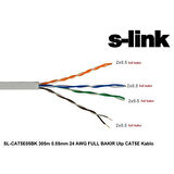 S-link SL-CAT5E05BK 305m 0.5mm 24 AWG Full Bakır UTP CAT5E Kablo