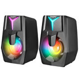 Snopy SN-X22 STYLE 2.0 Multimedia Led Işıklı 3W*2 Siyah USB Gaming Speaker Hoparlör