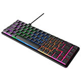 Rampage REBEL Siyah Low Profile BLUE SWITCH Mekanik Gaming Oyuncu Klavye US Layout Rainbow