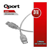 QPORT 3metre Q-UZ3 USB 2.0 Uzatma Kablosu