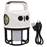 POWERMASTER CH-22025 ÇİFT IŞIKLI KAMP LAMBASI EL FENERİ POWERBANK ÖZELLİKLİ (GÜN IŞIĞI - BEYAZ)