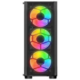 RAMPAGE 650W 80+ HOLLOW RGB FAN+ KONTROLCÜ GAMING MID-TOWER PC KASASI