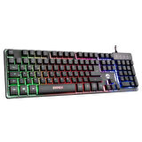EVEREST KB-GX9 Siyah USB Gökkuşağı Renkli Aydınlatmalı LC Layout Standart Gaming Klavye