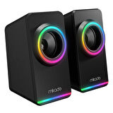 MIKADO MD-182 2.0 3W*2 Siyah RGB Aydınlatmalı USB + 3.5mm USB 5V Speaker Hoparlör