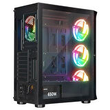 RAMPAGE 650W 80+ PROLIX MESH 4-RGB FANLI GAMING MID-TOWER PC KASASI