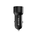 S-LINK SL-AC60 60W PD 3.0 PD 30W + PD30W Siyah Araç Şarj Cihazı