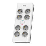 PHILIPS 8-li SPN7080WA/62 900 Joules Akım Koruma Prizi Beyaz