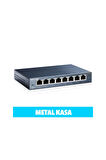 TP-LINK TL-SG108, 8 Port, GigaBit, Yönetilemez, Metal Kasa, Masaüstü Switch