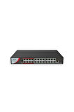 HILOOK NS-0326P-230(B), 24Port, Megabit, PoE 230W, 1 Port GigaBit Lan, 1 Port GigaBit SFP, Long Range 250Metre, Yönetilemez, Masaüstü Switch