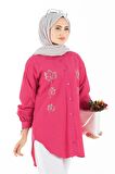 Yaprak Desenli Tunik-Fuşya