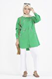 Boncuk İşlemeli Tunik-Yeşil