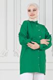 Kolu Fırfır Detaylı Tunik-Yeşil