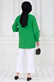 Kolu Kat Detaylı Tunik-Yeşil