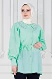 Yakası Taş Çakım Tunik-Yeşil