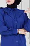 Yakası Kat Detaylı poplin Tunik-Lacivert