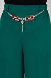Zincir Detaylı Bol Paça Pantolon-Zümrüt Yeşili