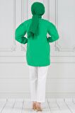 İnci Çakım Fırfırlı Tunik-Yeşil