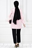 Cebi Arı Detaylı Keten Tunik-Pembe