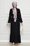 Robalı Sahra Tesettür Elbise-Siyah