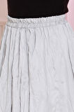 Beli Lastikli Kraş Etek-Gri