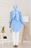 Beli Bağcık Detaylı Geniş Yaka Tunik-Bebe mavi