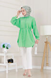 Önü Ekli Bol Kalıp Tunik-Yeşil