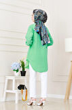 Göğüsü Taş Detaylı Oversize Tunik-Su Yeşili