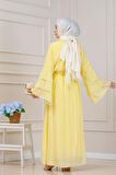 Fırfır Detaylı Lora Elbise-Sarı