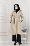 Kolu Kemer Detaylı Trençkot-BEJ