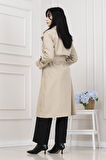 Kolu Kemer Detaylı Trençkot-BEJ