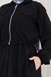 Cepken Detaylı Fermuarlı Elbise Takım-Siyah