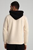 Ekru Kanguru Cepli Kapüşonlu Erkek Sweatshirt