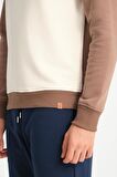 Kahve Dik Yaka Yarım Fermuarlı Erkek Sweatshirt