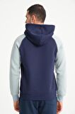Lacivert İki Renkli Kapüşonlu Erkek Sweatshirt
